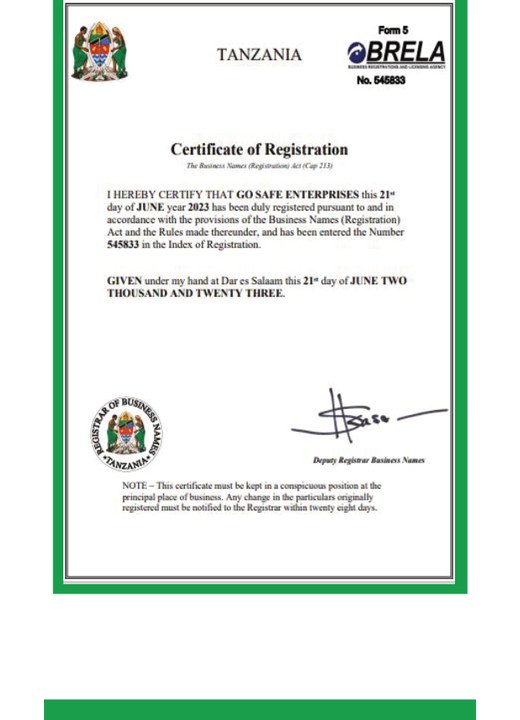 BRELA Certificate of Registration