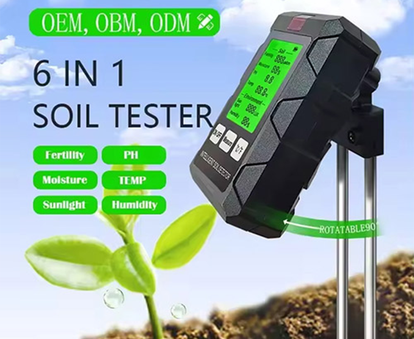 ST03 6-in-1 Digital Soil Multi-Parameter Meter (pH, Fertility, Temperature, Humidity, Moisture & Sunlight)