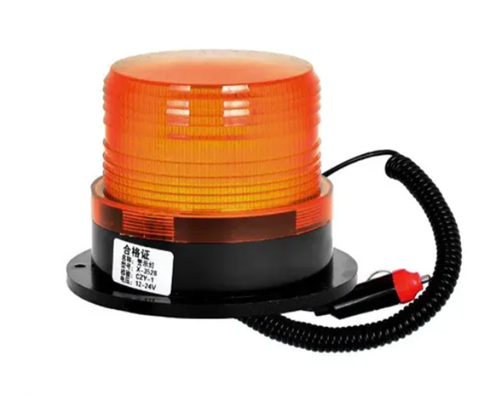 Super Bright 12V Amber LED Strobe Flash Warning Light (Emergency Flashing Beacon with Magnetic Base - Energy Class A+++)