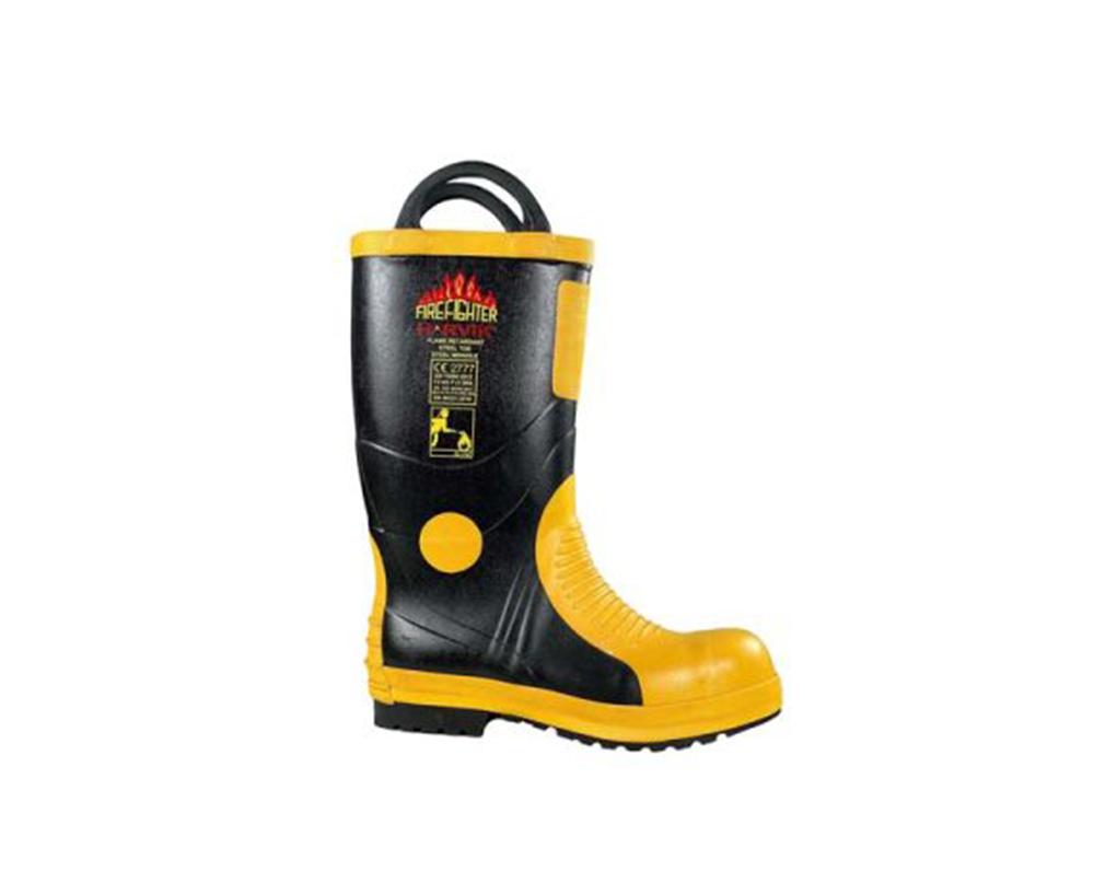 Harvik Premium Structural Firefighting Boots (Heavy-Duty Steel Toe & Midsole Insulated Rubber Fire Boots)