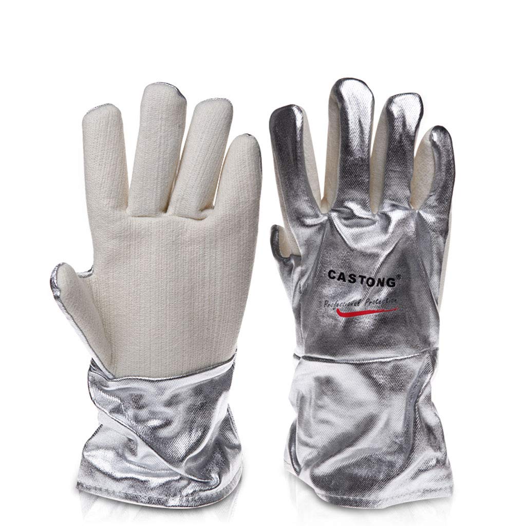 Premium Aluminum Foil High-Temperature Heat Resistant Gloves (Heavy-Duty Radiant Heat Shield Grill & Fireplace Gloves)