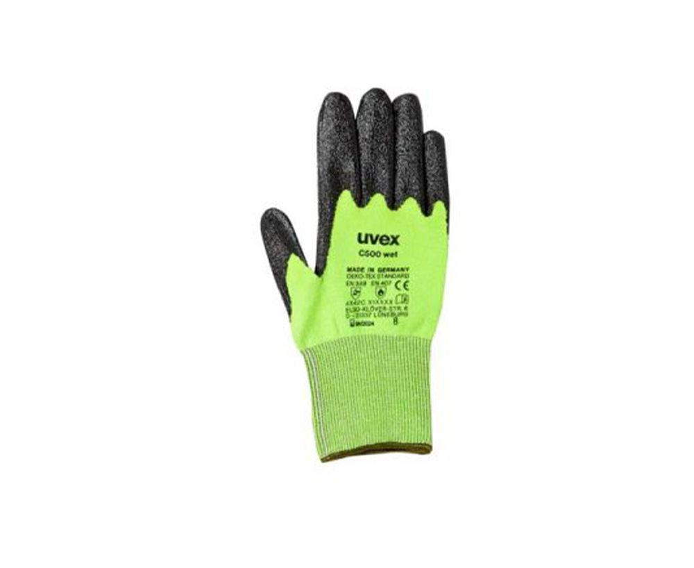UVEX C500 Premium Cut Resistant Gloves (High-Performance HPPE Fiber with Soft Grip Foam Coating)