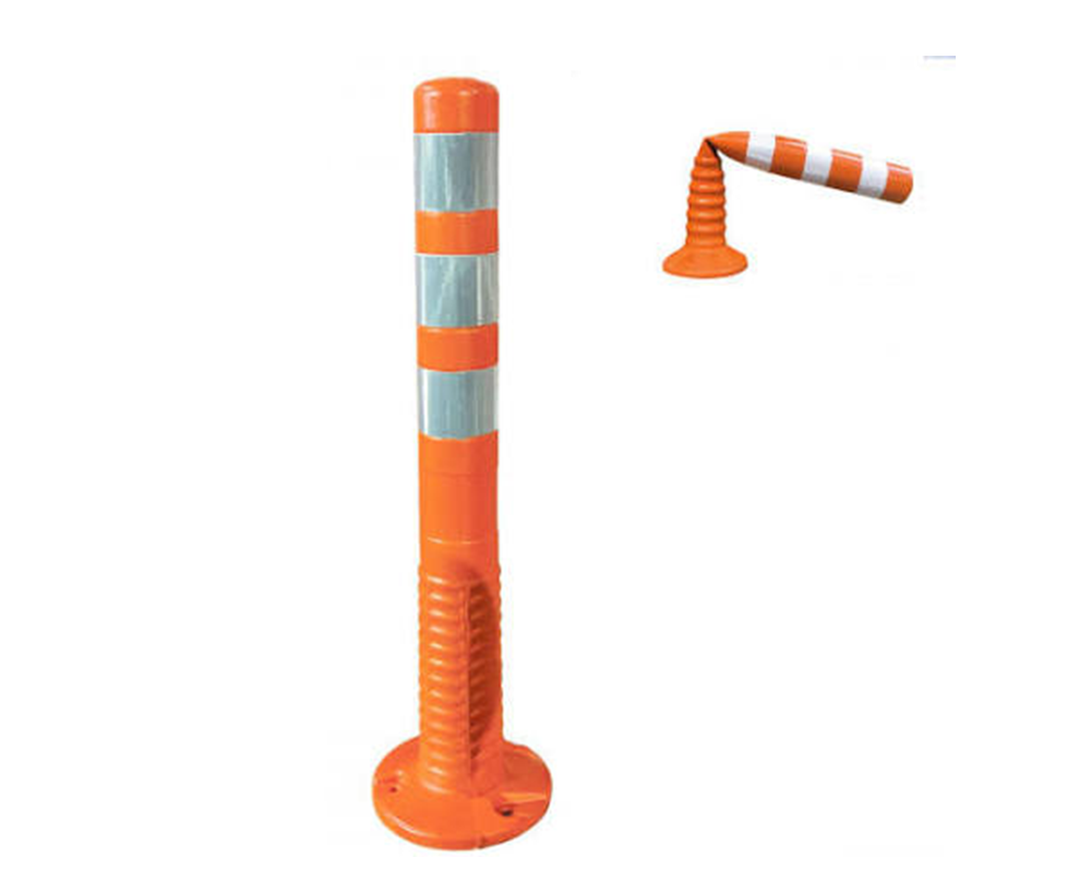 Ladwa Premium Flexible Plastic Spring Post Barrier (High-Impact Reboundable Traffic Delineator Cone)
