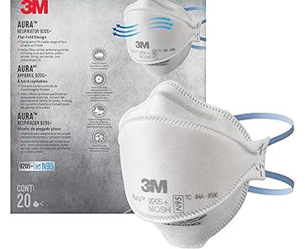 3M 9205+ Aura Particulate Respirator N95 (Premium High-Filterability Disposable Dust & Virus Face Mask - 10-Pack)