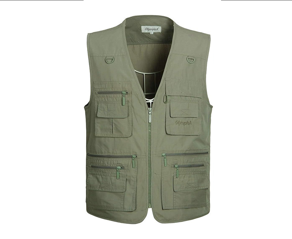 Men's Premium Utility Cargo Vest (Heavy-Duty Multi-Pocket Shooting, Fishing, Safari, and Travel Tactical Vest)