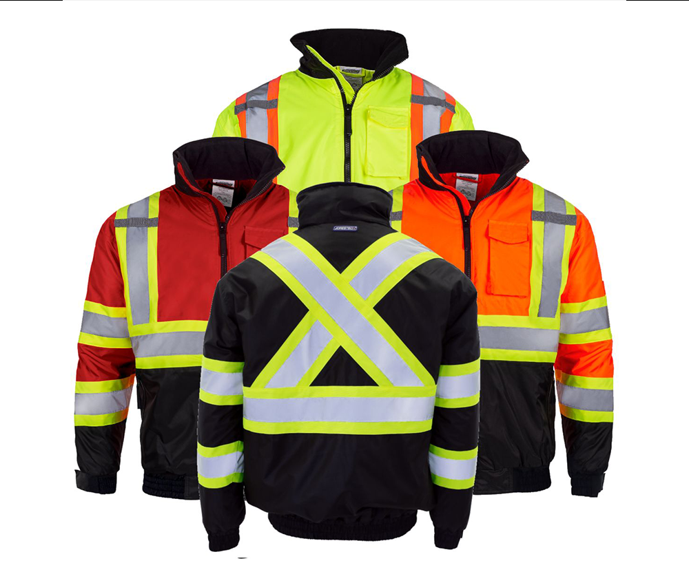 Hi-Visibility Insulated Safety Bomber Jacket (Heavy-Duty Waterproof Cold-Storage Workwear with X-Back Reflective Pattern)